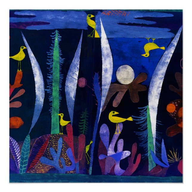 Póster Paisagem com Pássaros Amarelos, Paul Klee (Frente)