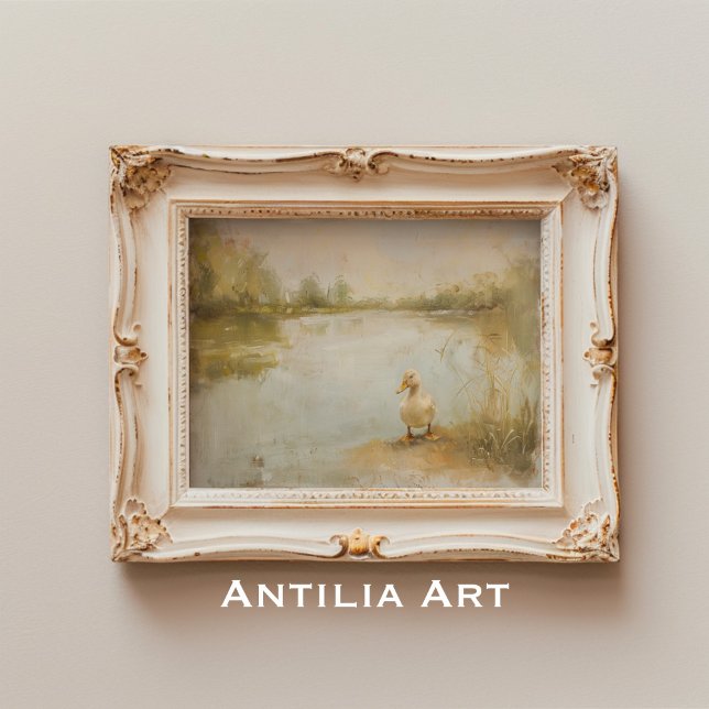 Poster Paisagem com Pato Lakeside com Primavera de pintur (Criador carregado)