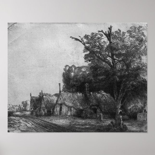 Póster Paisagem com Três Algodão, 1650 (Frente)