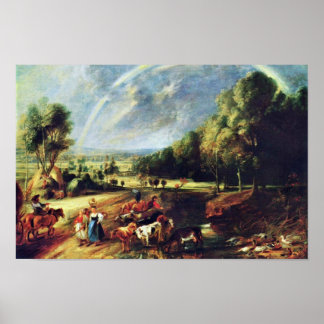 Póster Paisagem Com Um Arco-Íris Por Rubens Peter Paul