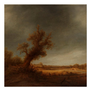 Póster Paisagem com um carvalho velho, Adriaen van Ostade