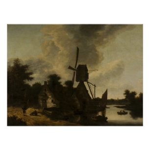 Póster Paisagem com um Moinho de Vento – Salomon Rombouts