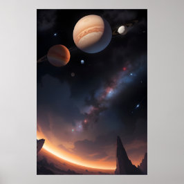 Poster Paisagem Cósmica e Espaço dos Planetas