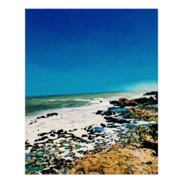 Póster Paisagem Costeira Cêntica Com Céu Azul Vibrante