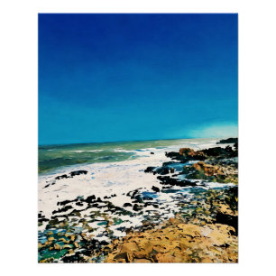 Póster Paisagem Costeira Cêntica Com Céu Azul Vibrante