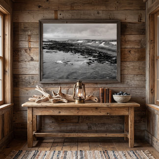 Poster Paisagem Costeira em Preto e Branco