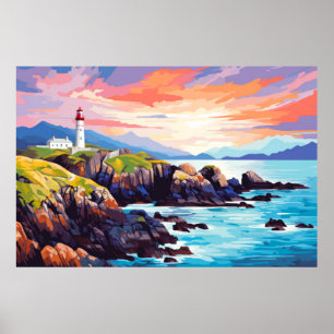 Poster Paisagem Costeira Oceânica de Farol