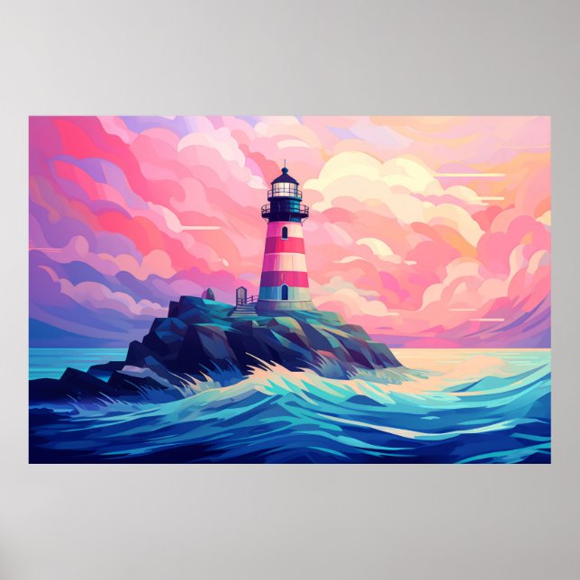Poster Paisagem Costeira Oceânica de Farol (Frente)