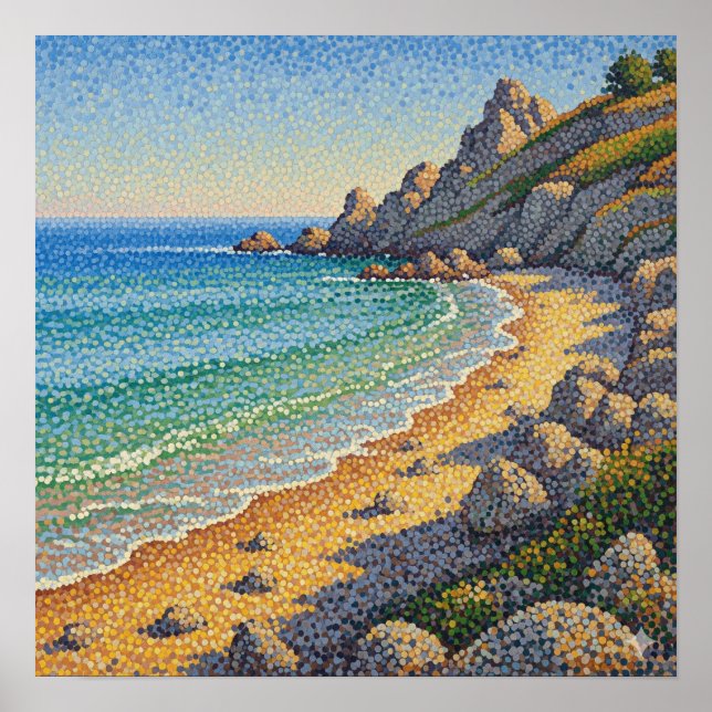 Poster Paisagem Costeira Pointilística (Frente)