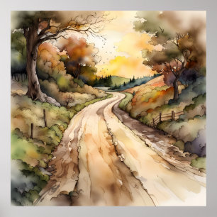 Poster Paisagem da Estrada Sunset Country