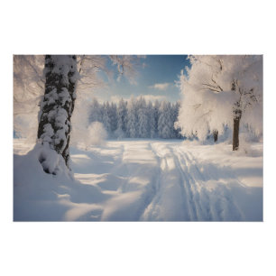 Póster Paisagem da Floresta de inverno