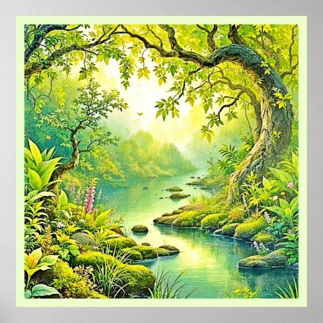 Poster Paisagem da Floresta Sunliente (Frente)