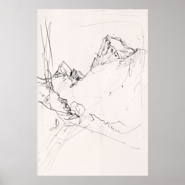 Poster Paisagem da Montanha Artística - (Frente)