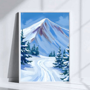 Poster Paisagem da Natureza da Montanha de Inverno em Aqu
