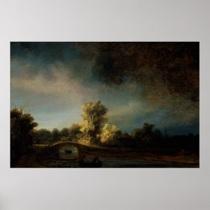 Póster Paisagem da pintura da arte de Rembrandt