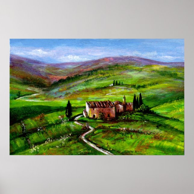 PÓSTER PAISAGEM DA TOSCANA COM COLINAS VERDES (Frente)
