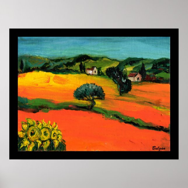 POSTER PAISAGEM DA TOSCANA COM GIRASSÓIS (Frente)