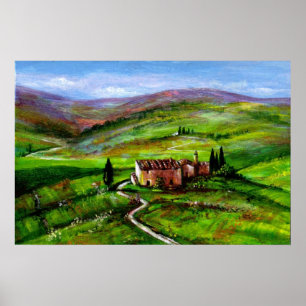 PÓSTER PAISAGEM DA TÚSCULA COM COLINAS VERDE