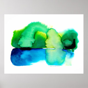 Poster Paisagem de Abstrato Azul e Verde