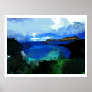 Póster Paisagem de Abstrato azulada