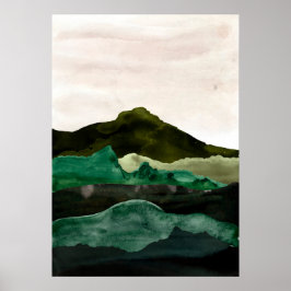 Poster Paisagem de abstrato de aquarelas. Arte moderna
