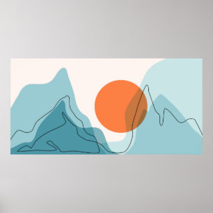Poster Paisagem de abstrato, paisagem plana