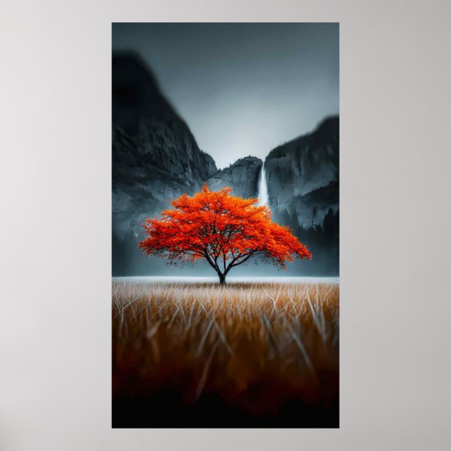 Poster Paisagem de Árvore Luminosa de Outono (Frente)