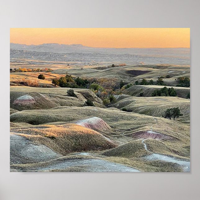 Poster Paisagem de Badlands Sunset Dakota (Frente)
