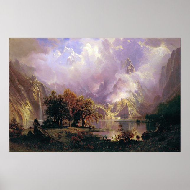 Poster Paisagem de Bierstadt Rocky Mountain (Frente)