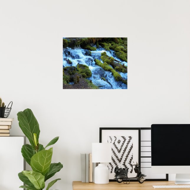 Poster Paisagem de Cachoeira na Floresta Cênica (Escritório em casa)