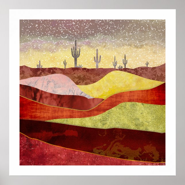Poster Paisagem de Cactos do Deserto (Frente)