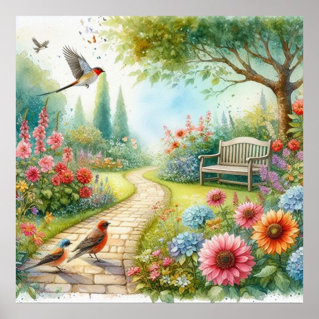 Poster Paisagem de Caminho de Jardim 7 (Frente)
