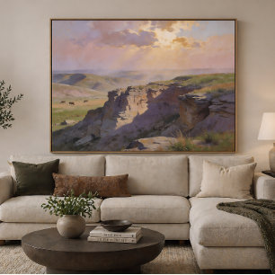 Poster Paisagem de Cliff Vista - Estilo de Arte de Pintur