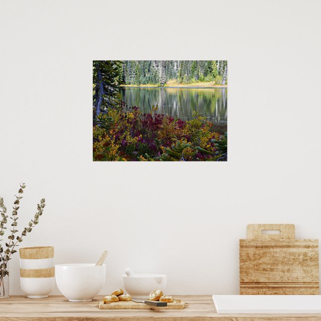 Poster Paisagem de cores vibrantes de outono em um lago t (Cozinha)