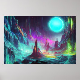 Poster Paisagem de Fantasia Colorida | Mundo Alienígena