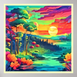 Poster Paisagem de Fantasia Sunset