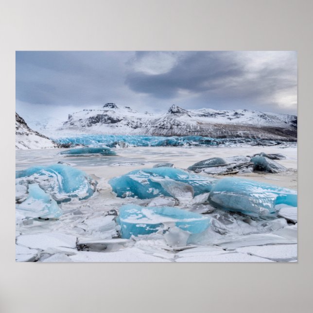 Póster Paisagem de gelo glaciar, Islândia (Frente)