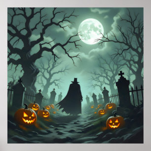 Poster Paisagem de Gravidez Negra do Halloween