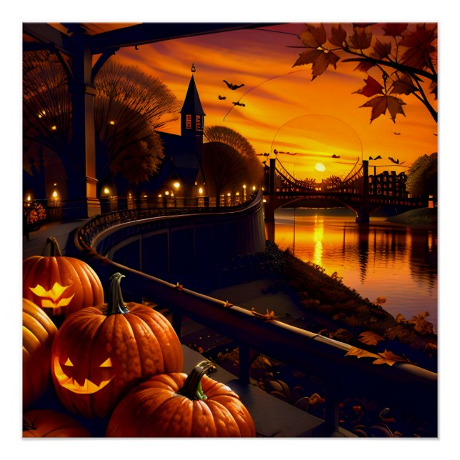 Póster Paisagem de Halloween Dois (Frente)