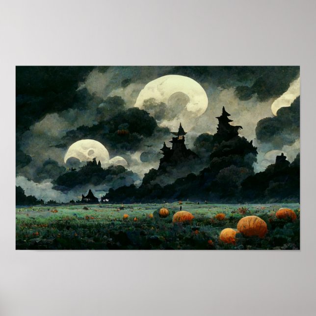 Poster Paisagem de Halloween Spooky (Frente)