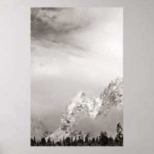 POSTER PAISAGEM DE INVERNO BRANCO E PRETO
