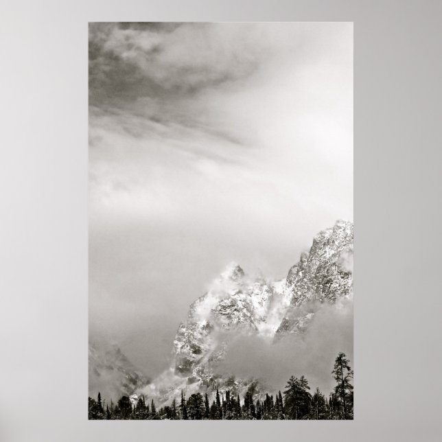 POSTER PAISAGEM DE INVERNO BRANCO E PRETO (Frente)
