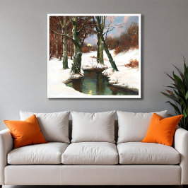 Poster Paisagem de inverno com Lua Ascensão