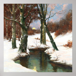Poster Paisagem de Inverno com Lua Nascente, Arte Fina