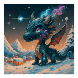 Póster Paisagem de inverno de Chibi Dragon Mystical