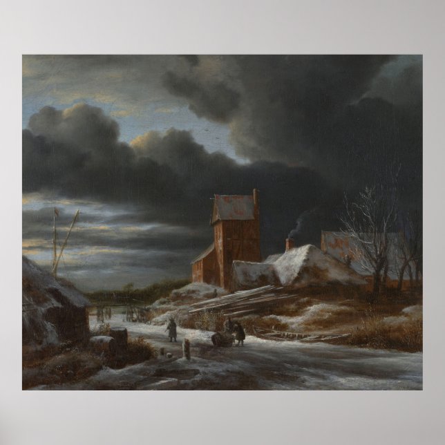 Poster Paisagem de inverno, Jacob Isaacksz. van Ruisdael, (Frente)