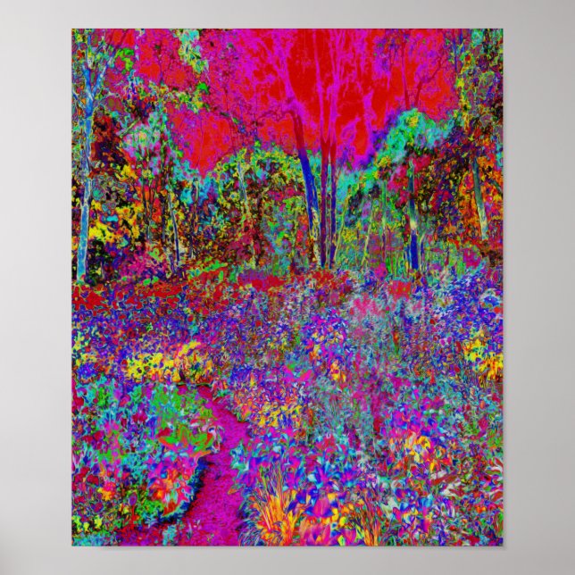 Poster Paisagem de Jardim Impressionista Psicodélica (Frente)