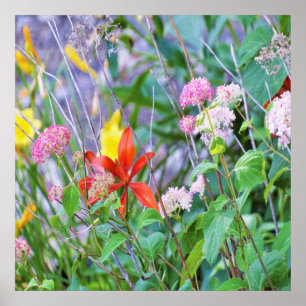 Poster Paisagem de Jardim Tempestade com Hydrangea e Leil