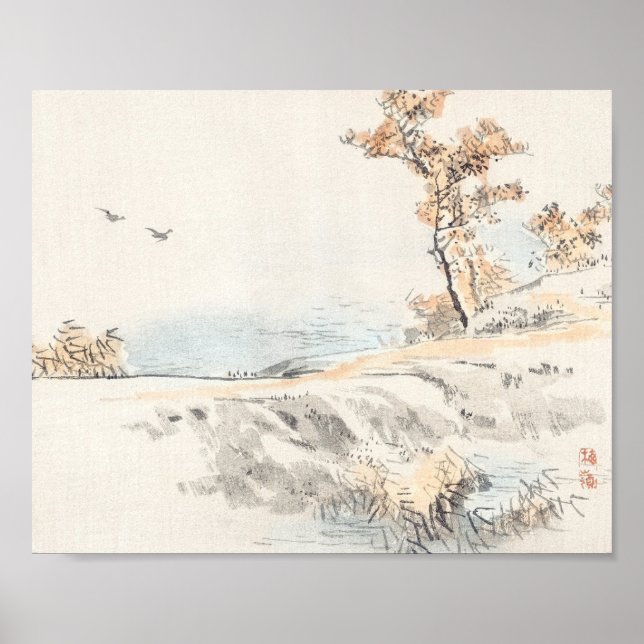 Poster Paisagem de Kōno Bairei (Frente)