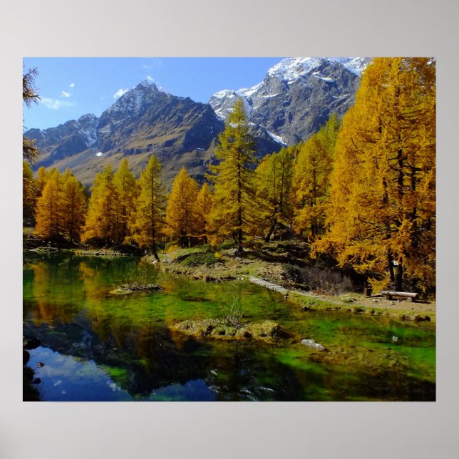 Poster Paisagem de lago de montanha (Frente)